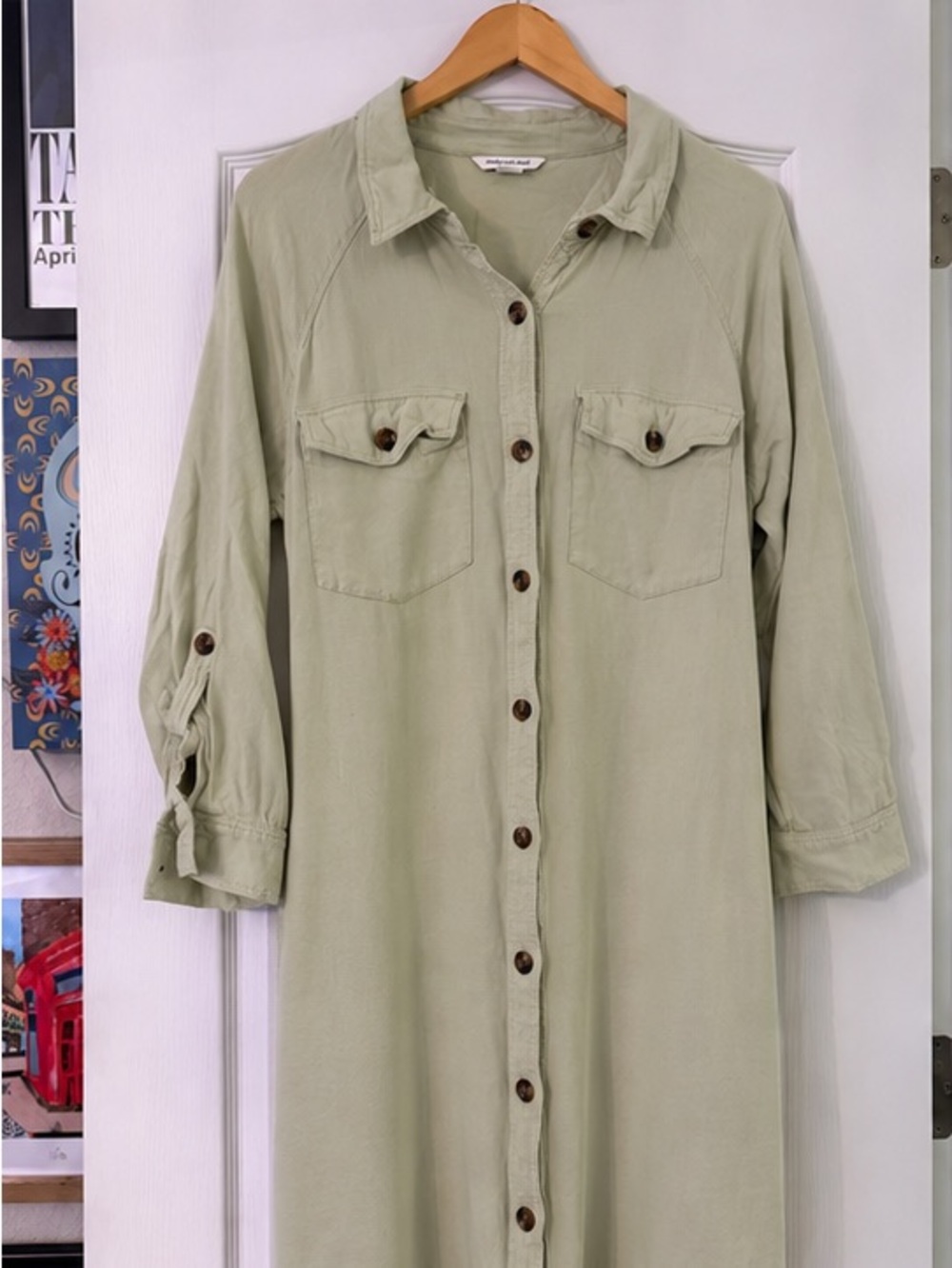 American Eagle Green Shirt Dress Medium